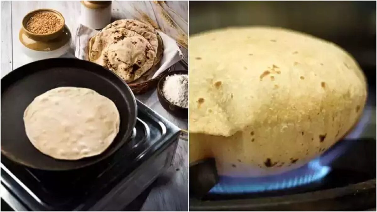 baking roti directly on gas flame