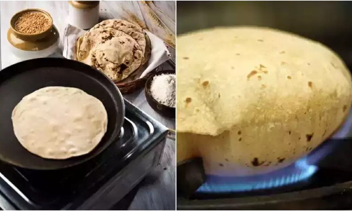 baking roti directly on gas flame