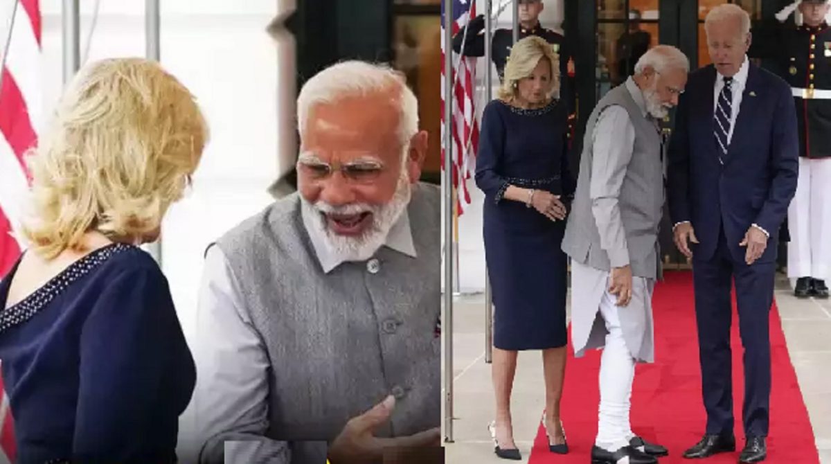 Biden with his wife Jill with Modi