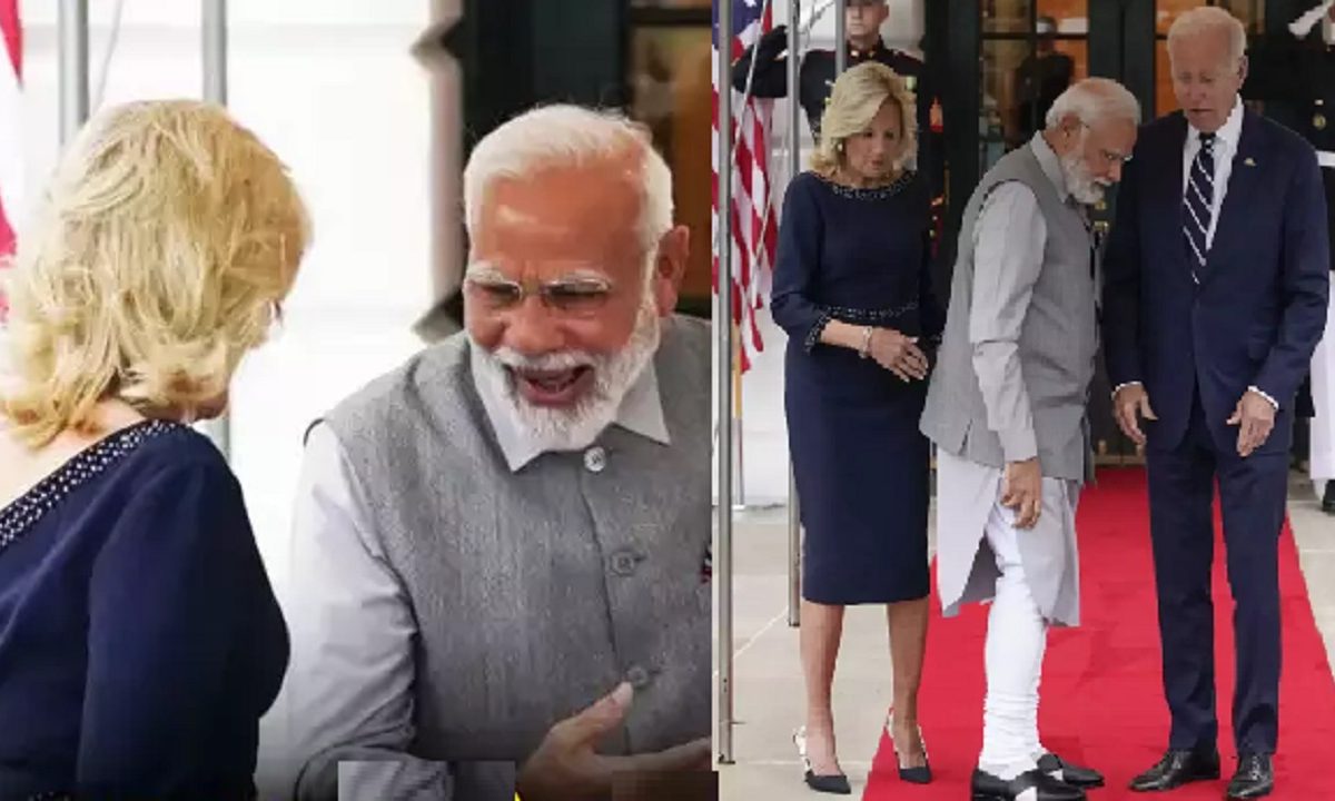 Biden with his wife Jill with Modi