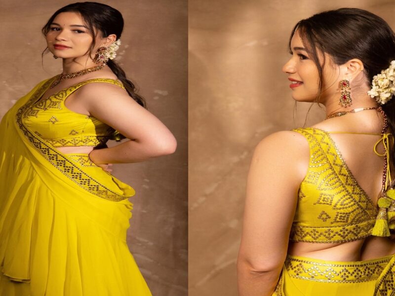 Sara Tendulkar’s ruffled saree and gajra hairstyle