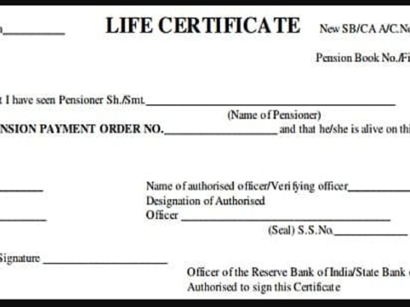 life certificate for pension