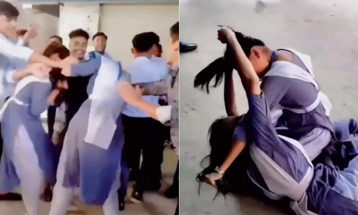 Girls fighting in school