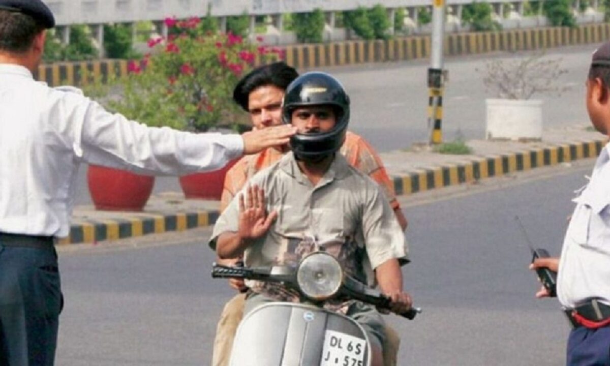 Wearing Helmet Improperly Challan