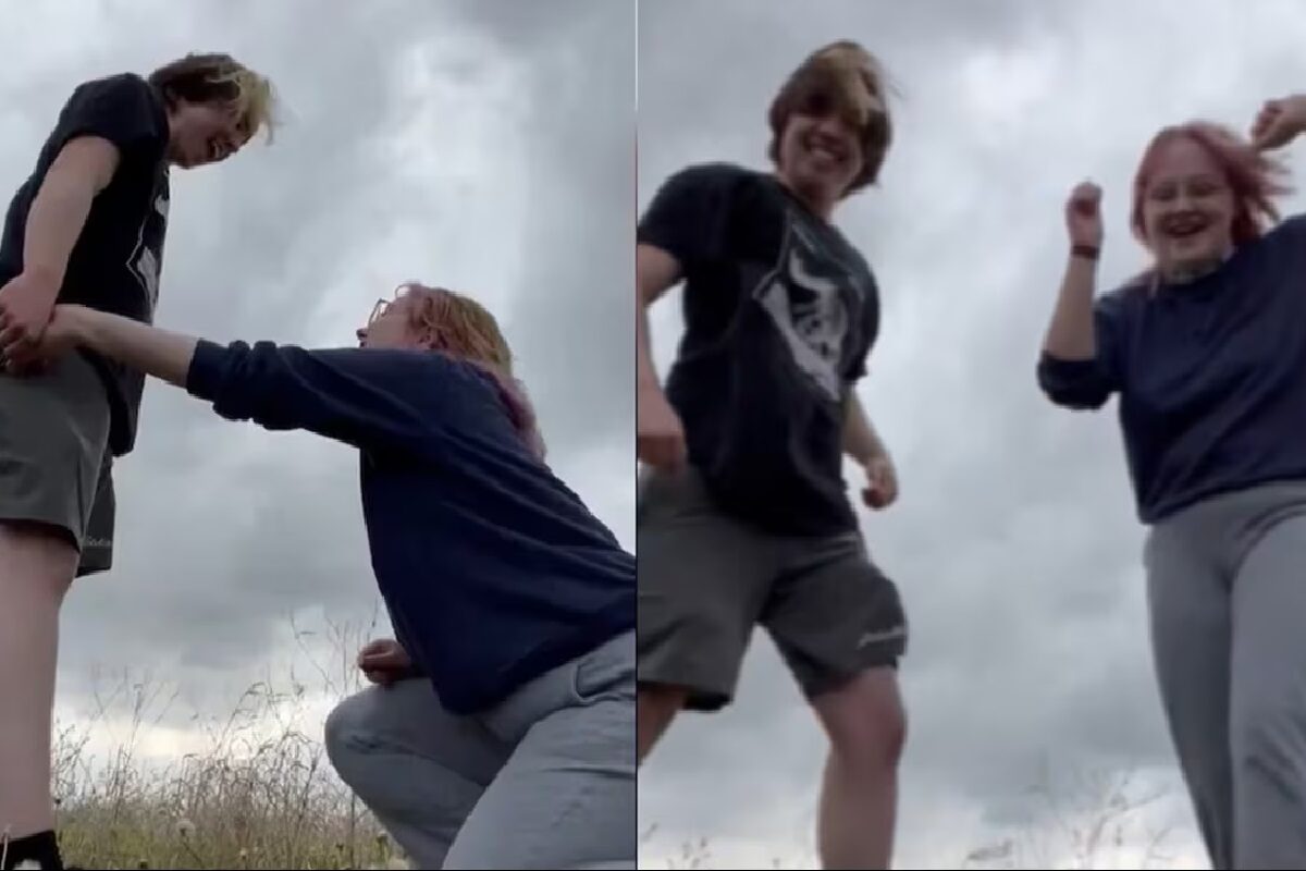 Tornado In Backdrop Us Couple Film Proposal Beautiful Background Video