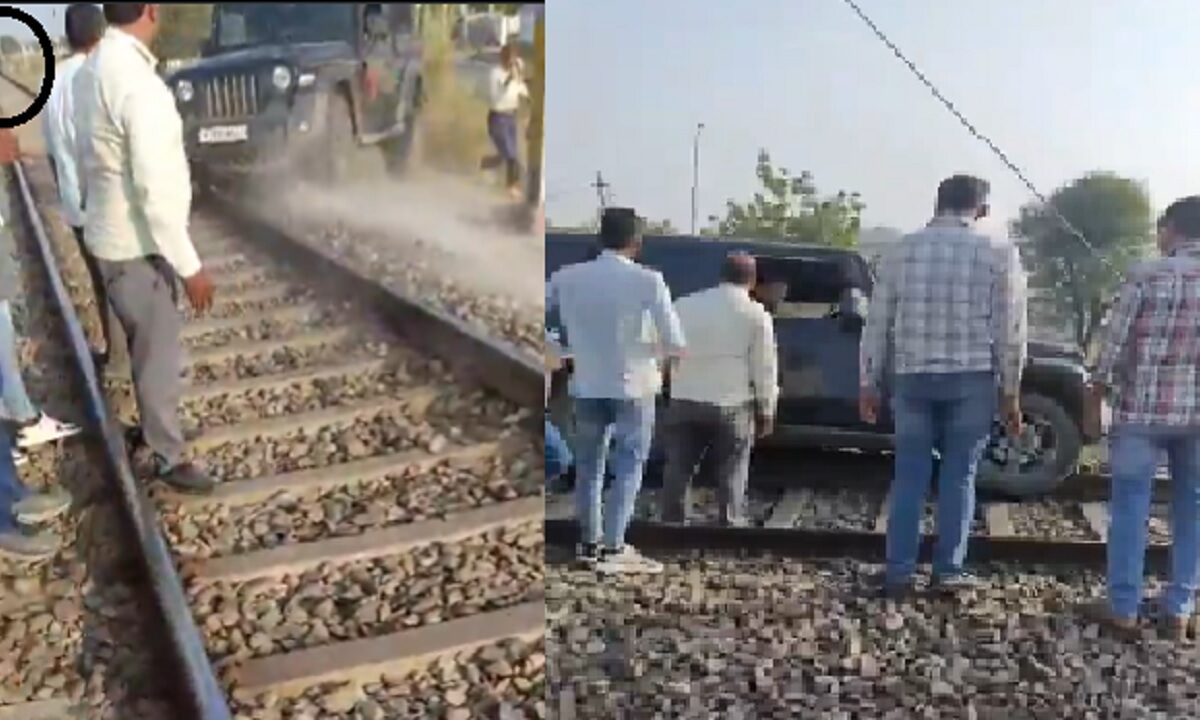 Thar stuck on railway track