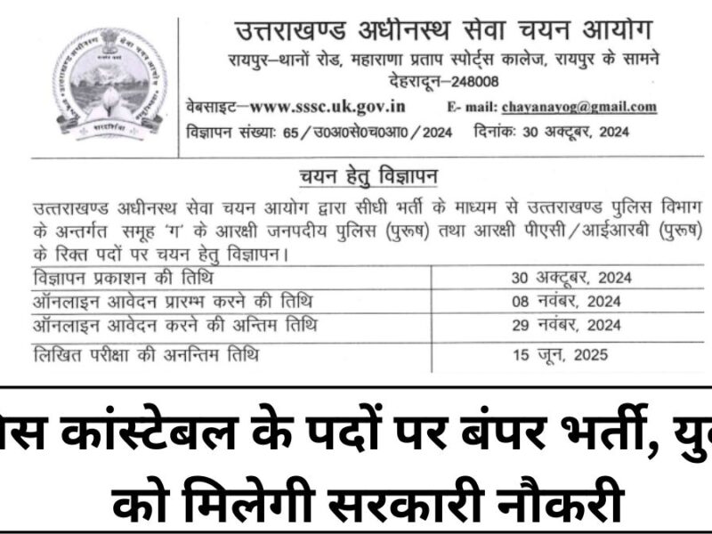 Uttarakhand Police Constable Recruitment 2024