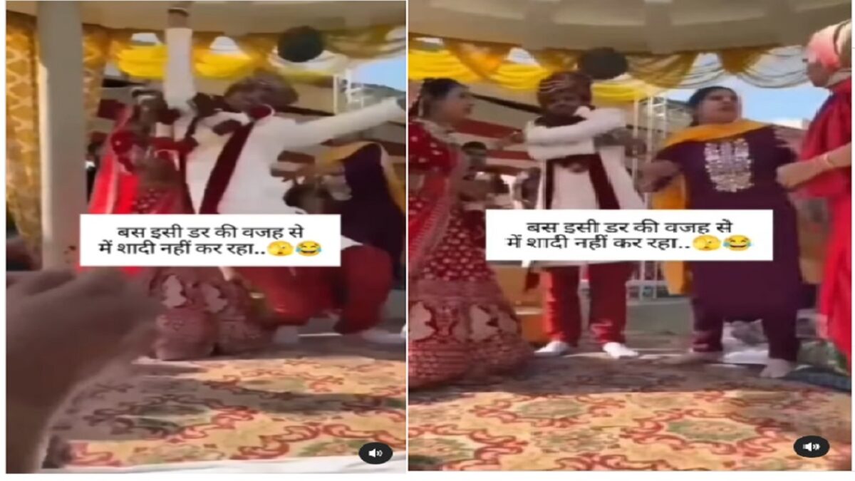 woman kicked the groom