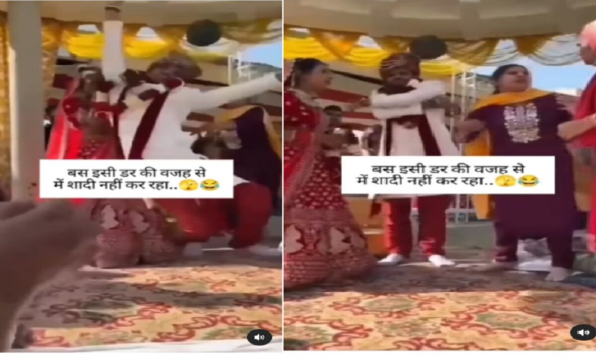 woman kicked the groom